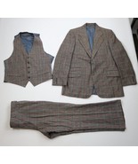 Vtg 70s Pierre Cardin Mens 44R 3 Piece Wool Tweed Suit Wedding Houndstoo... - $5,090.30 MXN