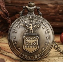 Vintage USA Air Force Eagle Pattern Large Quartz Pocket Watch Gift Color... - $368.88 MXN
