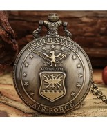 Vintage USA Air Force Eagle Pattern Large Quartz Pocket Watch Gift Color... - $363.64 MXN