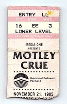 Mötley Crüe Konzert Ticket Stumpf November 21 1985 Portland Oregon - $39.55