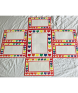 Vintage stationery paper and envelopes white with bright multi color hea... - $27.08 CAD