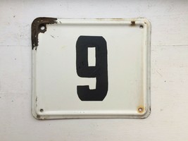 Vintage Enameled Metal House Number Plaque/Sign, Retro Enamel Address sign 9 / 6 - £19.98 GBP
