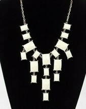 Cream Ivory Tone Chandelier Fringe Statement Necklace Gold Tone Chain EUC - $11.34
