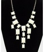 Cream Ivory Tone Chandelier Fringe Statement Necklace Gold Tone Chain EUC - $11.34