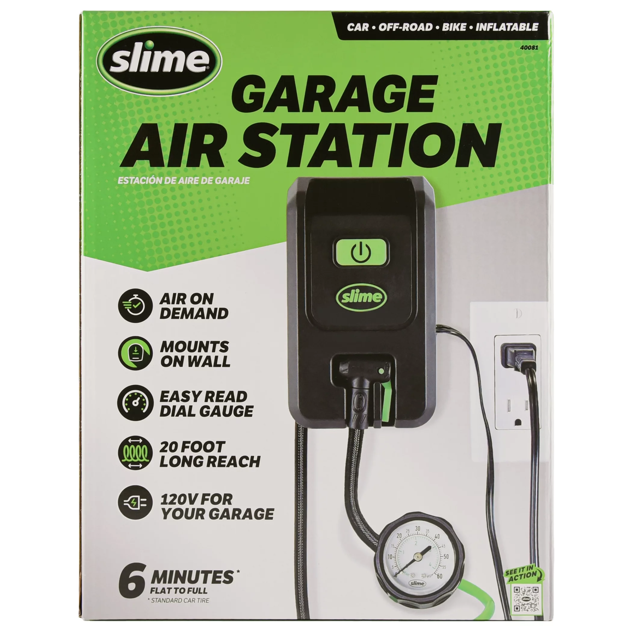 Slime Garage Air Inflation Station 120 Volts Tire Inflator Tire Pump - 40081 - £78.22 GBP