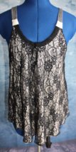 Jody California Black Lace Gray Sleeveless Scoop Neck Shirt ~M~ - £8.13 GBP
