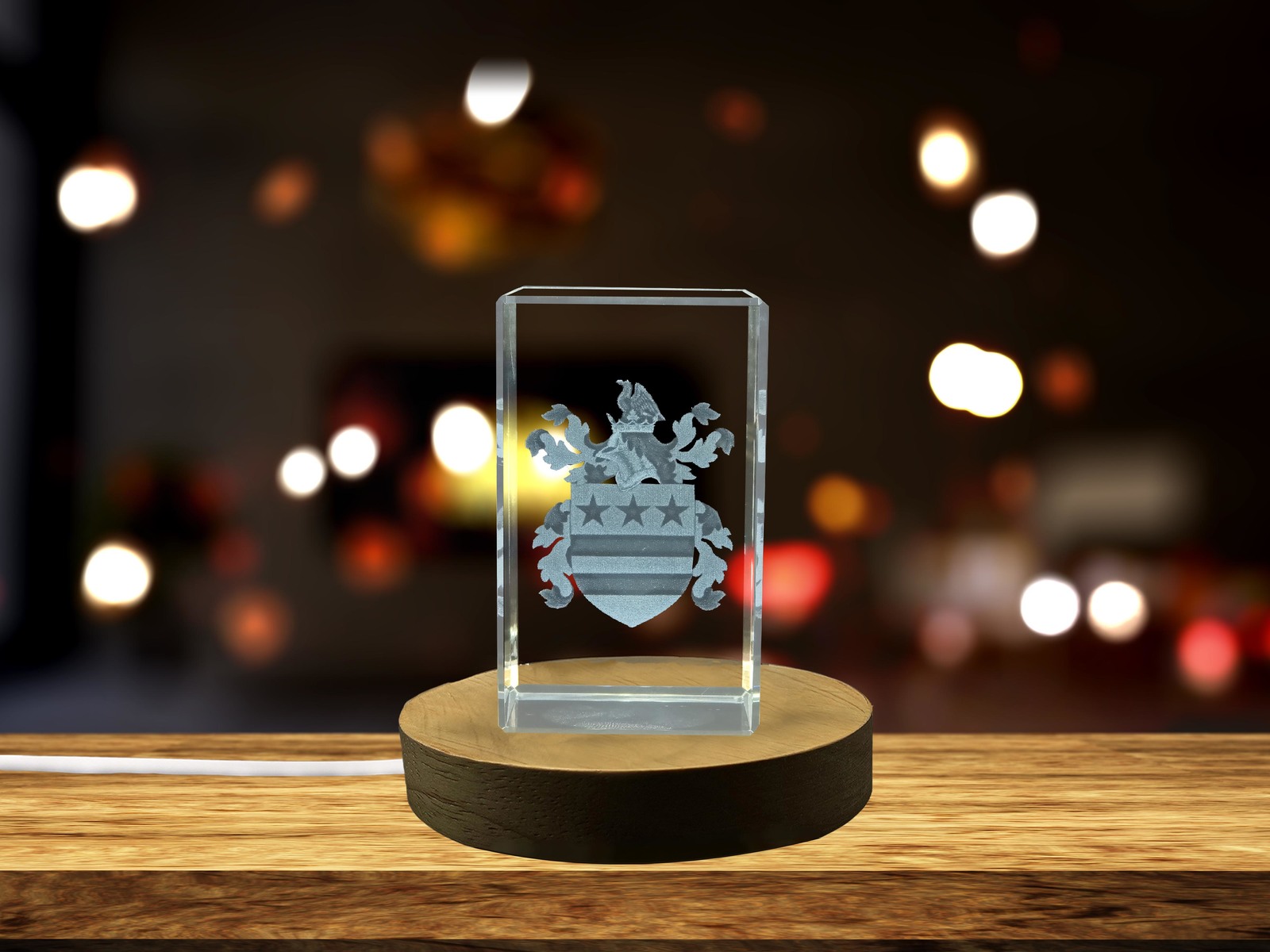 LED Base included | Washington State Coat of Arms 3D Engraved Crystal Gift - $25.99+
