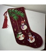 Sequin Velvet Christmas Stocking International Silver Co Snowman Tassels... - $280.82 MXN