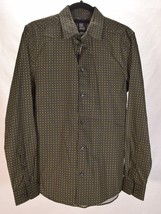 H&amp;M Mens Cotton Gamme Button Front LS Shirt S Gray Yellow NWT - £27.63 GBP