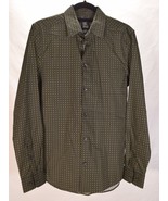 H&amp;M Mens Cotton Gamme Button Front LS Shirt S Gray Yellow NWT - £27.29 GBP