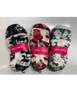 Pretty bedroom womens slippers one size plush reindeer fleece lined Chri... - $8.99