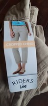NWT Riders By Lee Women 16 Cropped Chino Pants Mid Rise Stretch Zip Feather Grey - $14.80
