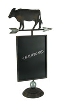 Rustic Brown Metal Farmhouse Cow and Arrow Standing Chalkboard Sign - £38.50 GBP
