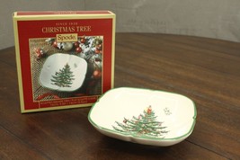 New MODERN China SPODE Christmas Tree Sculptured Square Nut Candy Dish 5.5&quot; - £10.05 GBP