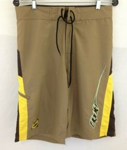 Liquid Genuine Board Shorts Men&#39;s Tan Yellow Front Tie Swim Shorts Size 30 - $9.89