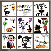 Halloween Window Clings 9 Sheets 84 Pieces Double Sided Decorations Indoor Decor - £5.55 GBP