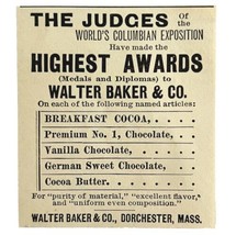 Walter Baker Cocoa 1894 Advertisement Victorian Columbian Exposition 2 A... - £9.82 GBP