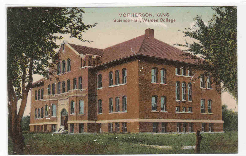 Science Hall Walden College McPherson Kansas 1908 postcard - $6.44