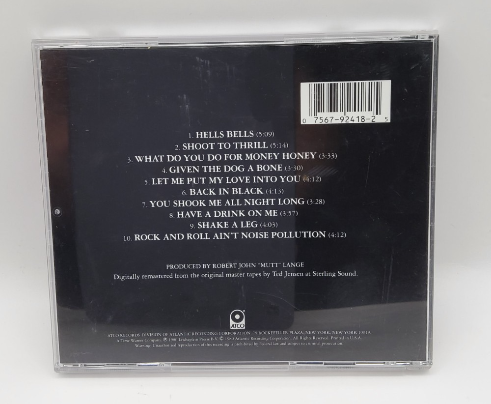 AC/DC Back in Black CD ATCO 1980 Classic Rock Album Remastered Rare Edition Item image 5