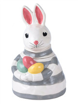 Nibbles Bunny Rabbit 3D Ceramic Figural Cookie Jar Blue Sky Clayworks 12... - £42.63 GBP