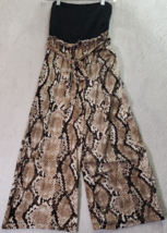 Love Squared Jumpsuit Women&#39;s Medium Black Tan Snake Skin Print Off The ... - £14.56 GBP