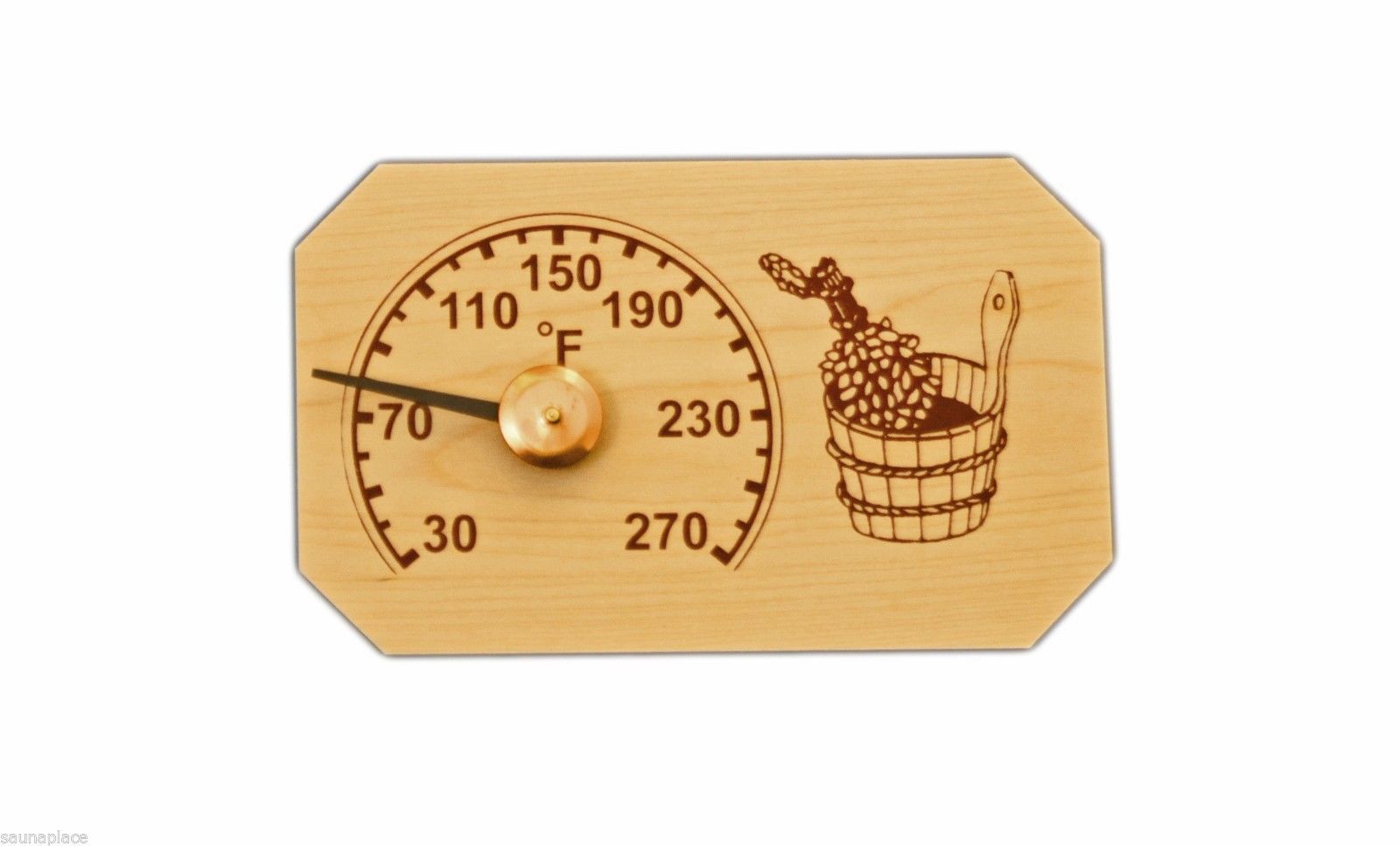 Free Shipping! Pine Thermometer w/ Birch Design (4 1/2" x 7"), Sauna Thermometer - £34.59 GBP