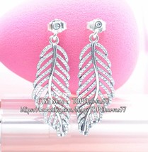 S925 Sterling Silver Light as a Feather Shimmering Feathers Drop Earrings  - £18.87 GBP