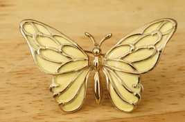 Vintage Costume Jewelry Napier Yellow Enamel Butterfly Insect Brooch Pin - $19.79