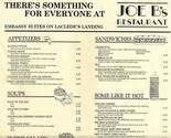 Joe B&#39;s Restaurant Menu Embassy Suites on Laclede&#39;s Landing St Louis Mis... - £15.57 GBP