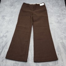 Ally B Pants Womens 11 Brown Striped Cambridge Wide Legs Button Pockets Bottoms - £20.64 GBP