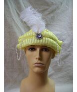 Yellow Genie Hat Headpiece Desert Prince Swami Arabian Aladdin Sultan Pe... - €10,15 EUR