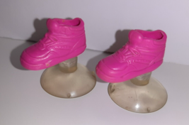 Vintage Barbie Doll Shoes Hot Pink High Top Sneakers Suction Cups Workin' Out - $6.93