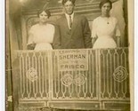 Leaving Sherman on the Frisco Studio Real Photo Postcard Man and 2 Women  - £14.25 GBP