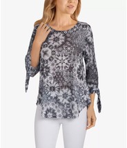 Ruby Rd. Women&#39;s Embellished Tie Dye Medallion Printed Burnout Blouse M NWT - £18.61 GBP