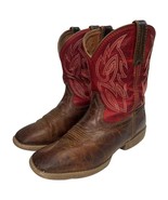 Justin Boots Boys Boots 5D Western Cowboy Embroidered Leather Square Toe... - $41.69 CAD