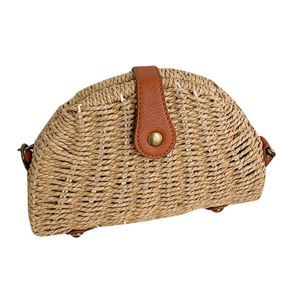 Women Straw Woven Semi Bags 2023 Handmade Rattan Dumpling  Bag Female Summer Bea - £50.96 GBP