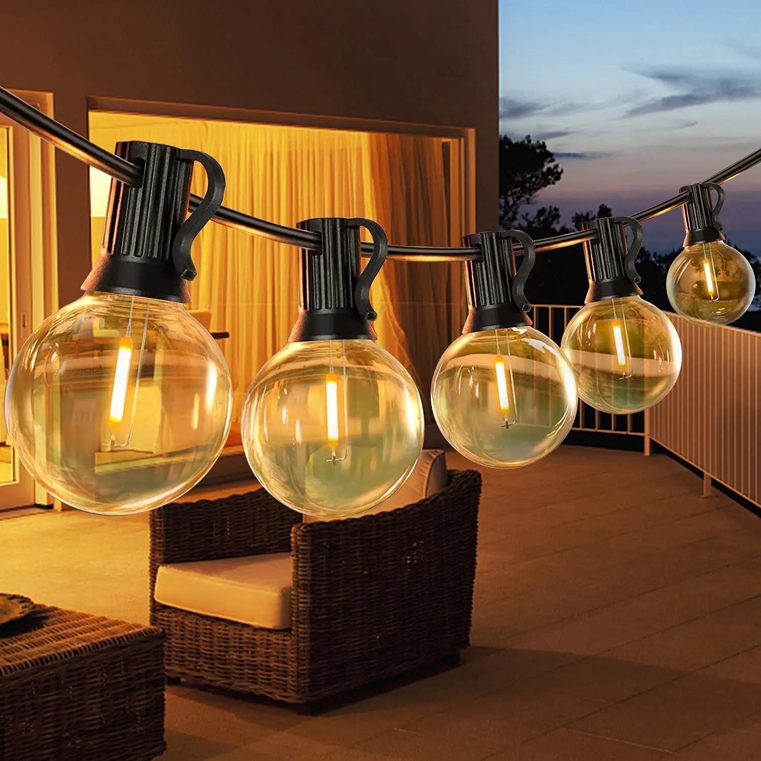 Outdoor Solar String Lights Bulbs Waterproof Christmas Decoration G40 Solar Fair - £120.82 GBP