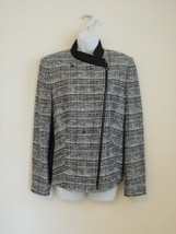 NWT AKRIS Black Cotton Wool Tweed Zipper Front Jacket 16 - £174.45 GBP