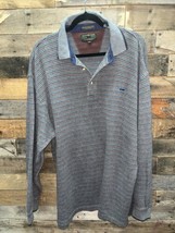 Alexander Julian Colours Men&#39;s Polo Shirt XXL Gray Long Sleeve Striped - $18.67