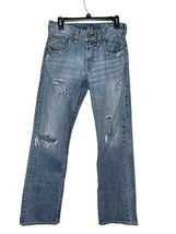 Silver Zac Men&#39;s Jeans Straight Distressed Frayed Hem Medium Wash Denim ... - £27.24 GBP