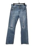 Silver Zac Men&#39;s Jeans Straight Distressed Frayed Hem Medium Wash Denim ... - £27.60 GBP