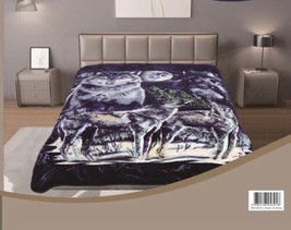 Wolf Family Blue Color Number One Plush Blanket Softy And Warm King Size - £48.09 GBP