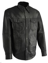 Shirt  Men Real Lambskin Soft Leather Stylish Black Handmade Formal Wear... - £83.55 GBP