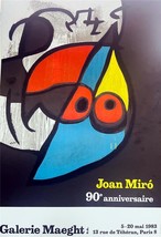 Joan Miro 90 Anniversario Poster Abstract 90th Anniversity-Galerie Maeght- 1983 - £102.77 GBP