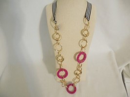 I.n.c. Gold-Tone Bead &amp; Link Ribbon 36&quot; Statement Necklace D561 $59 - £18.49 GBP