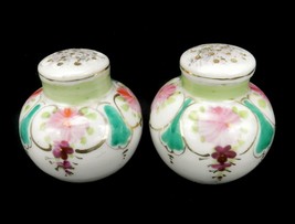 Vintage Salt and Pepper Shakers Royal Nippon Japanese, Pink &amp; Green Floral Art - £15.62 GBP