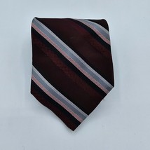 Mens Necktie Van Heusen Dress 100% Silk Brown Pink Size 57 By 4 Inches Vintage  - £8.97 GBP