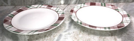 Christmas Holiday Plaid Themed 10.5” Stoneware Dinner Plates-Set Of 2-NE... - $29.35