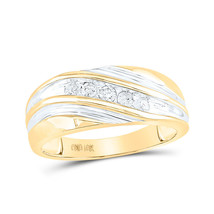 Authenticity Guarantee 
10kt Yellow Gold Mens Round Diamond Wedding Band Ring... - $585.68