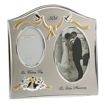 Juliana Two Tone Silver Plated Wedding Anniversary Photo Frame - 50th Golden - £17.94 GBP